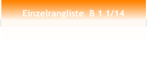 Einzelrangliste  B 1 1/14